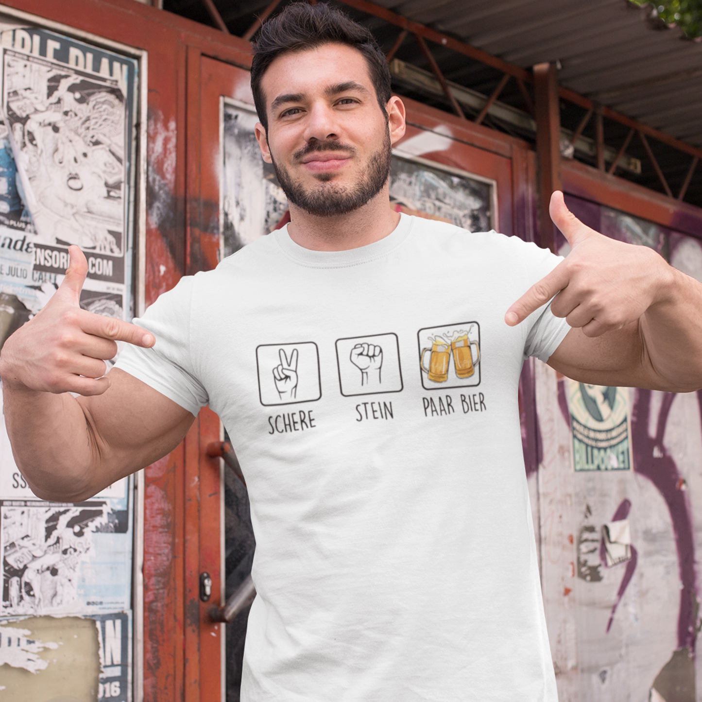SCHERE, STEIN, PAAR BIER T-SHIRT